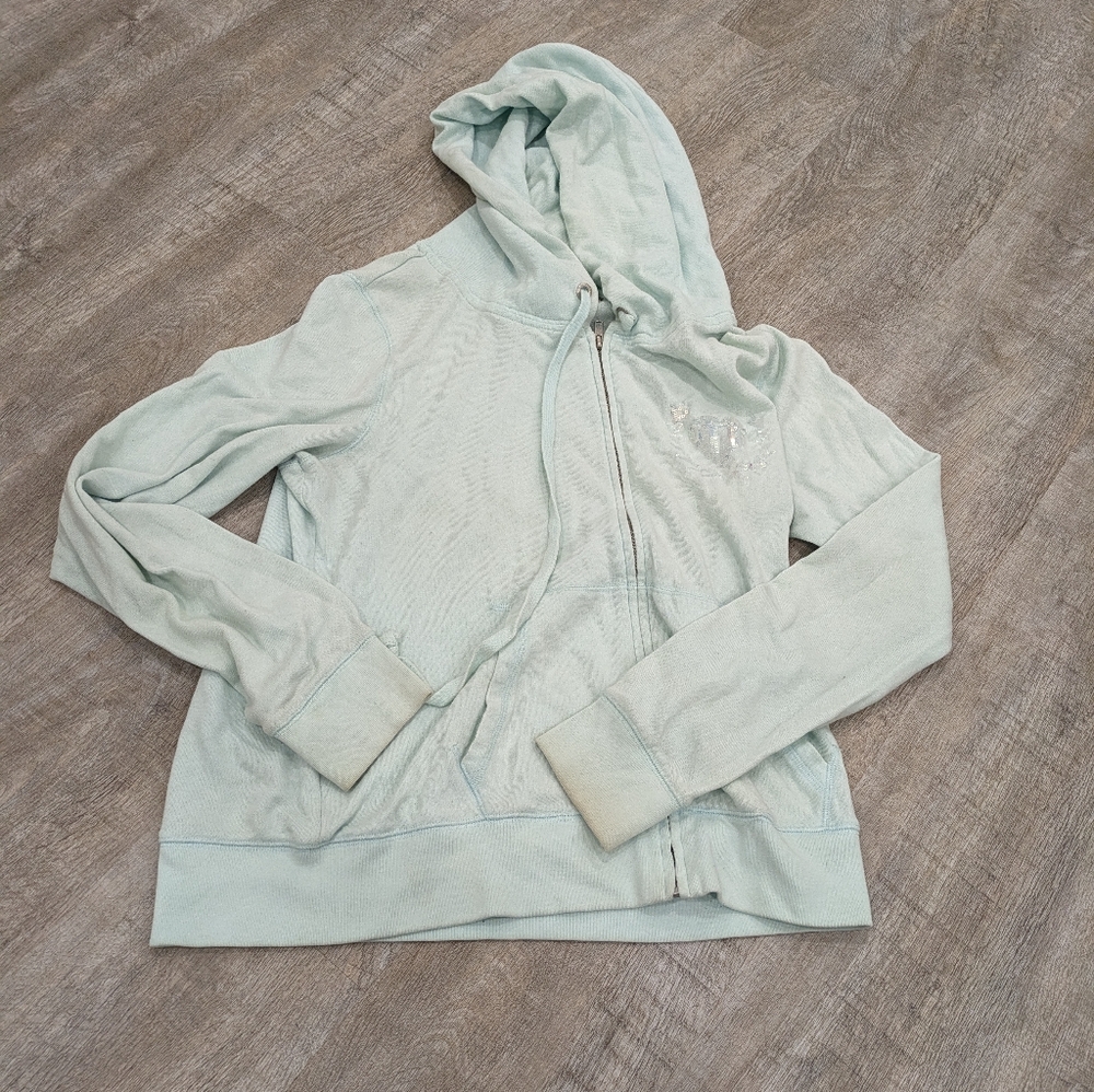Victoria's Secret PINK Light Blue Zip Up Hoodie Size Large